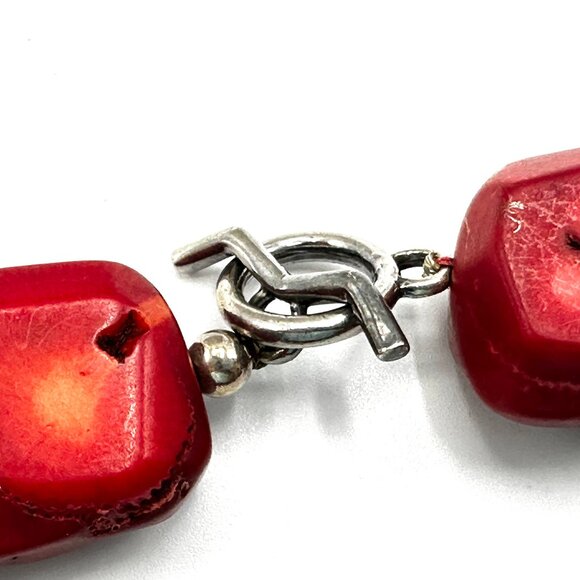 Extra Chonky Coral and Sterling Silver 16" Necklace – Vintage 1990s Y2K — EUC - Picture 9 of 10